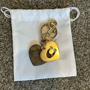 Brand new Gold Coach signature hearts key ring